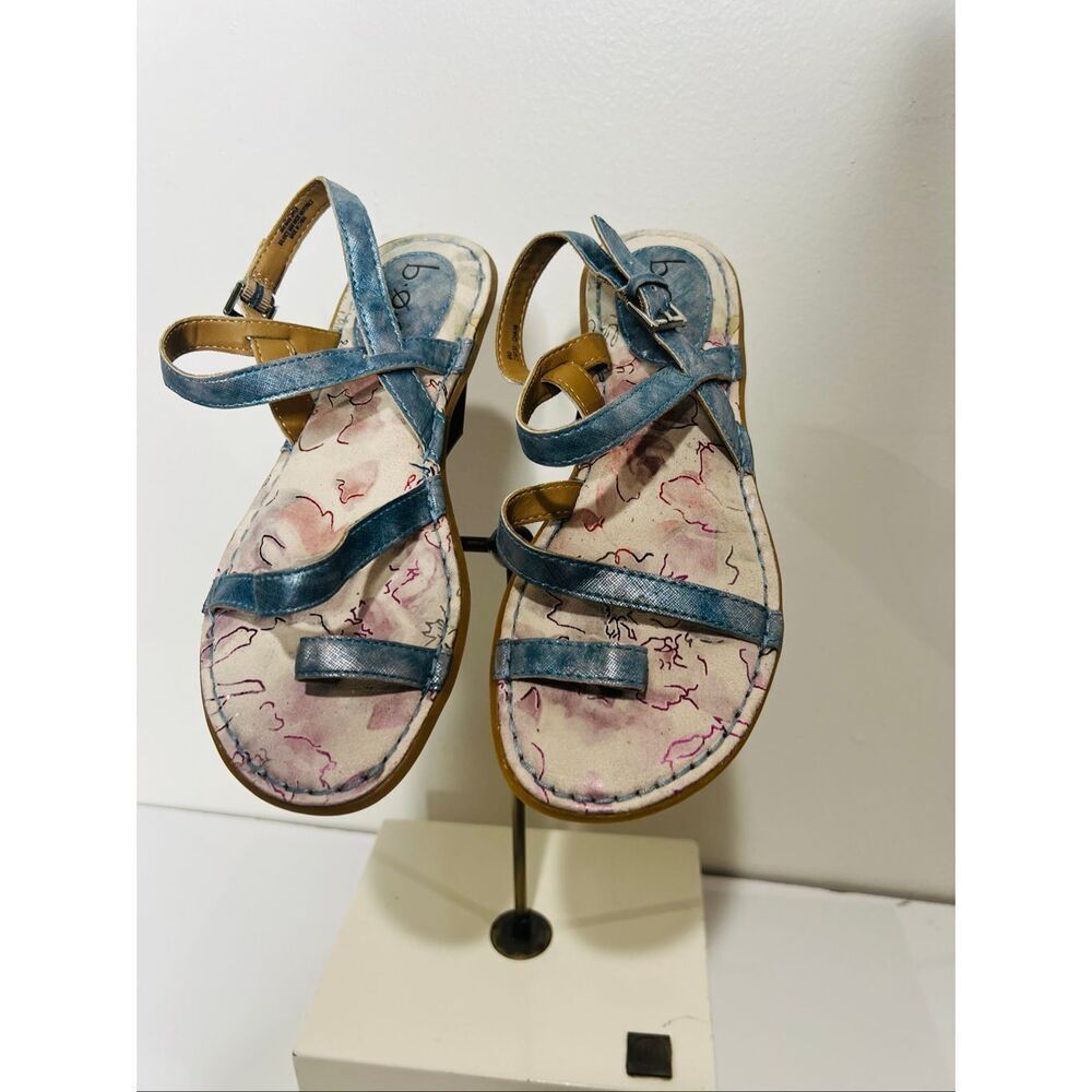 b.o.c by Born Brielle Women's Blue Metallic  Strappy Sandals Sz 6M